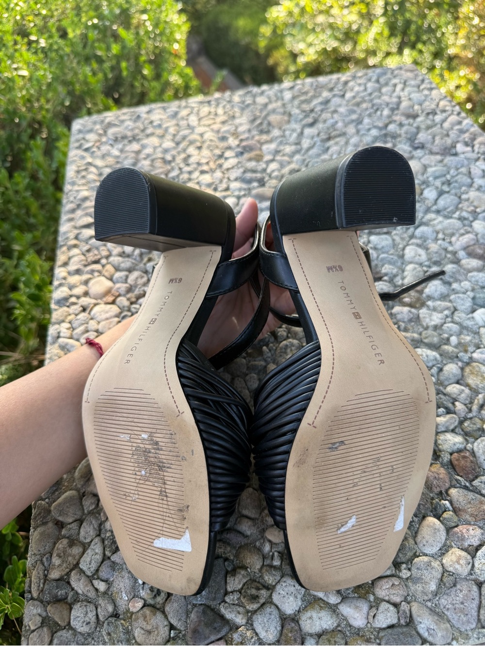 Tommy Hilfiger Black Knotted Strap Ankle-Tie Sandals - Picture 9 of 9